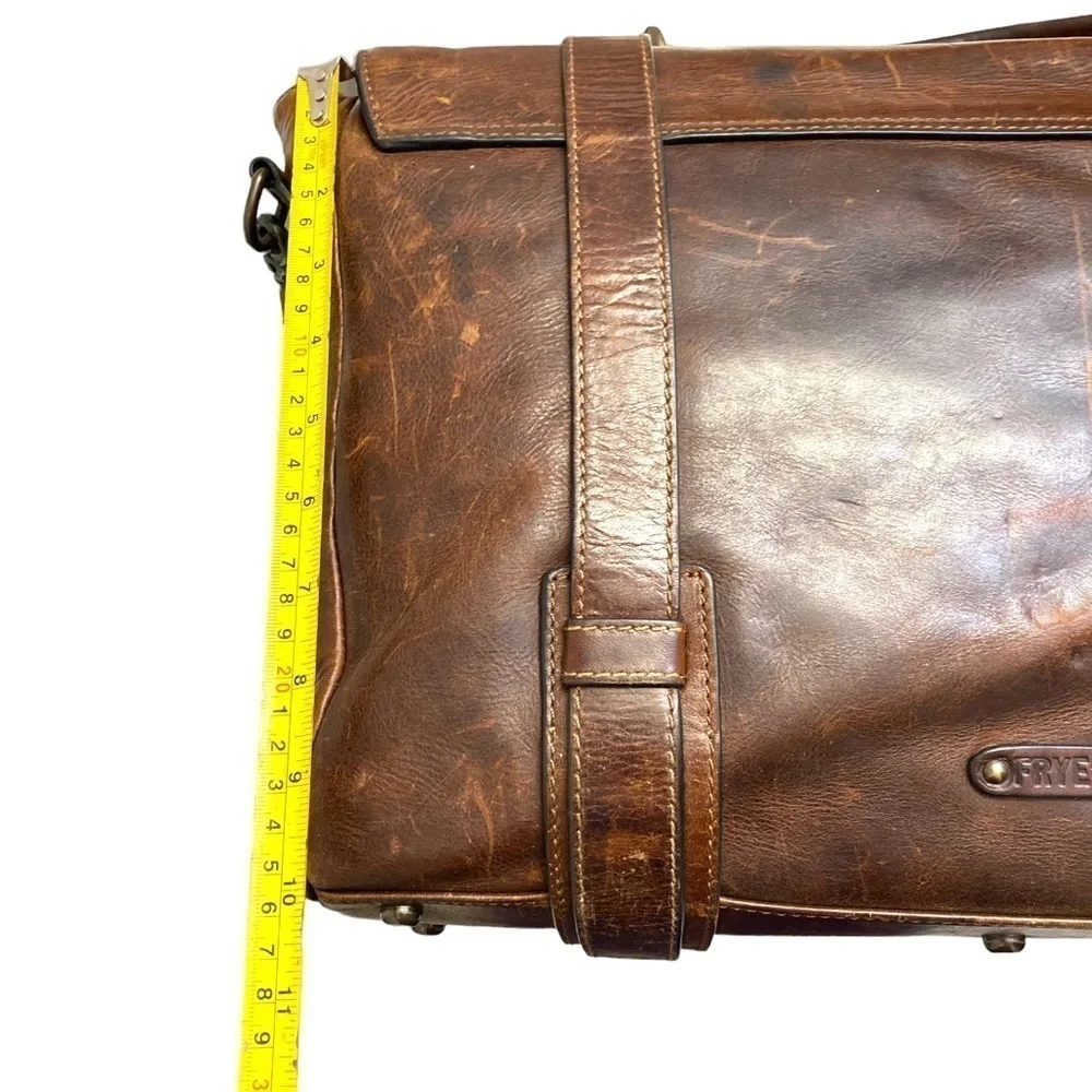 FRYE amazing distressed leather briefcase bag unisex BEAUTIFUL brown